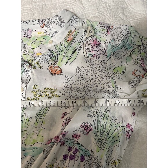 Anthropologie Maeve Color By Numbers Watercolor Rosa Blouse Size M Art To Wear - Picture 10 of 11